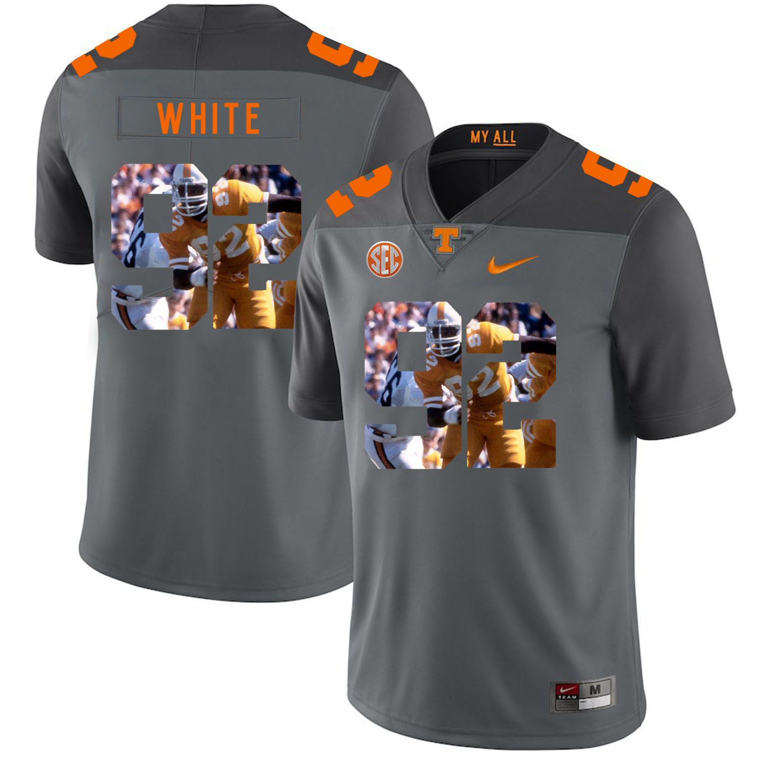 Men Tennessee Volunteers #92 White Grey Fashion Edition Customized NCAA Jerseys->customized ncaa jersey->Custom Jersey